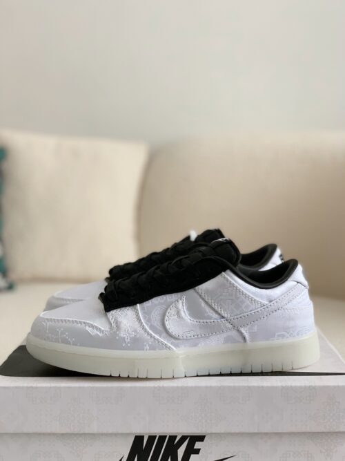 「#4」Fragment Design × Clot × Nike SB Dunk Low 20th Anniversary/White Silk Sneakers