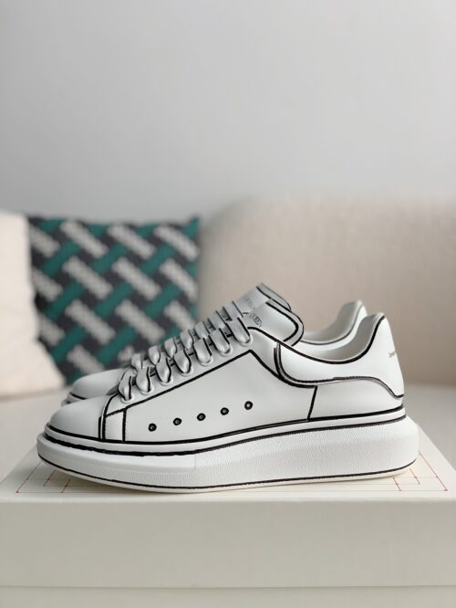 「#1002」Alexander McQueen MQ White hand-painted Sneakers