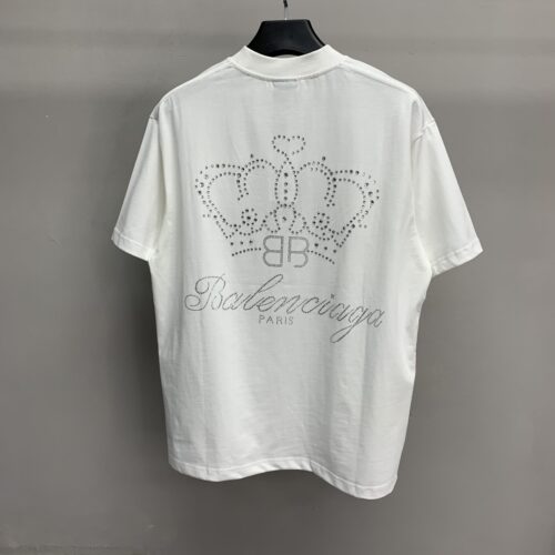 「#1215」Paris royal crown hot diamond short sleeve t-shirt