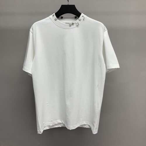 「#1242」Balenciaga neckline hardware perforated T-shirt