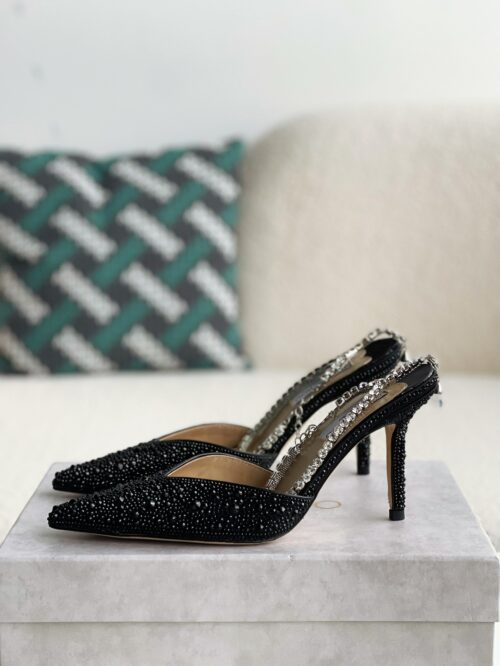 「#1499」Jimmy Choo/Saeda 100 Lady Crystal Chain Heels JC