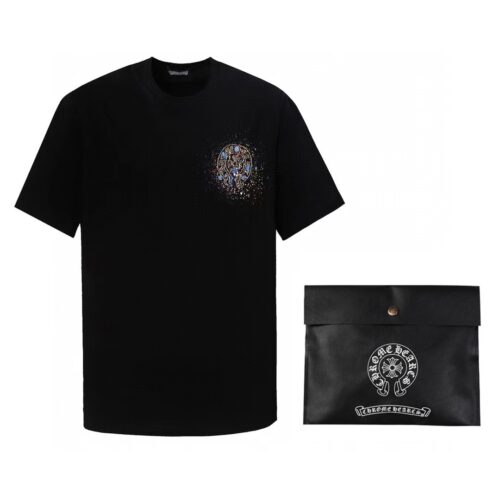 「#1635」Chrome Hearts heart splashed ink Sanskrit horseshoe t-shirtarts