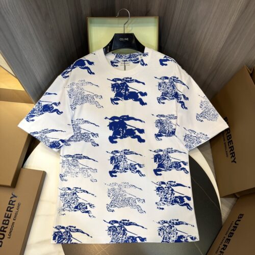 「#2003」Burberry 2024ss the latest full-body knight texture sense printed cotton t-shirt