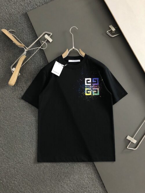 「#2042」Givenchy Hand-painted colored splash-ink letters t-shirt