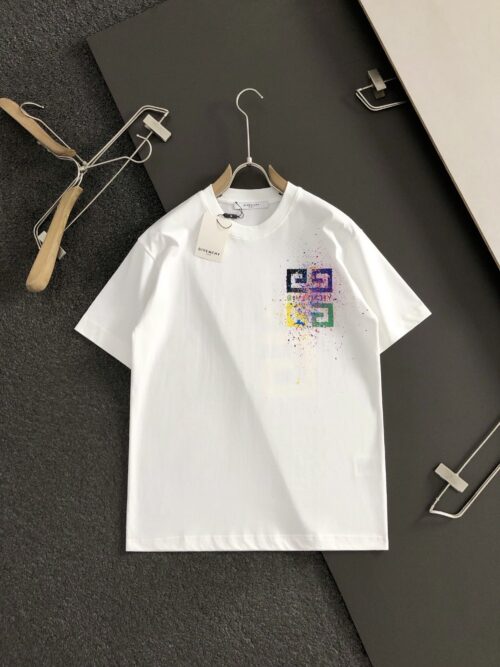 「#2059」Givenchy Hand-painted colored splash-ink letters t-shirt