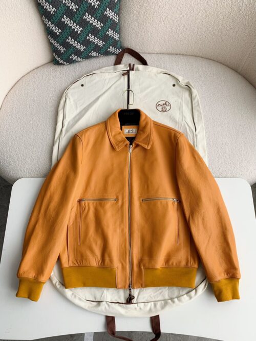 「#2156」Hermès Collector's style jacket in pebbled lambskin