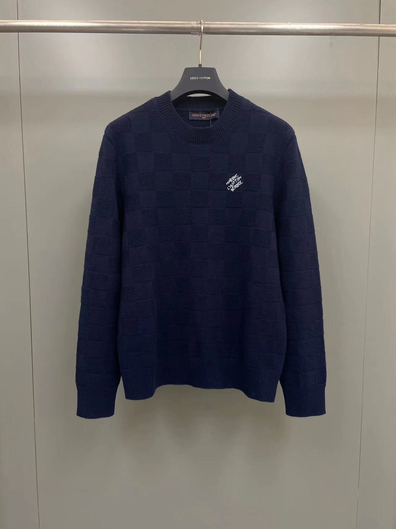 「#2233」Louis Vuitton Beaded Checkerboard Crew Neck Sweater - 图片 3