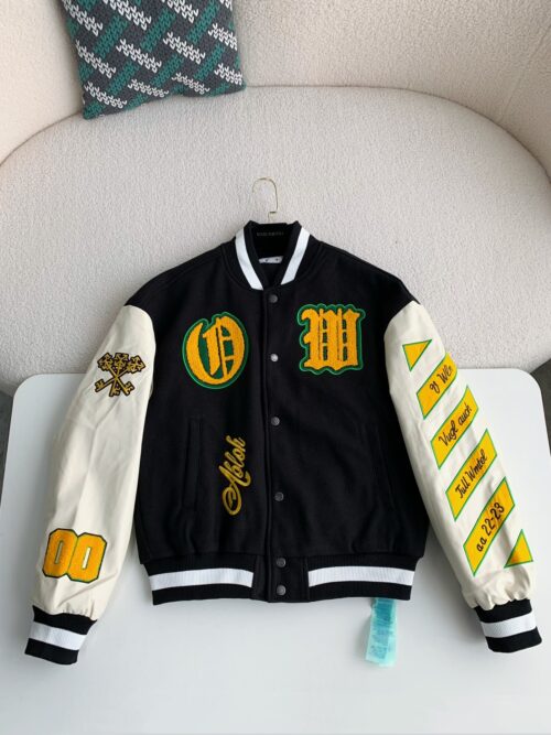 「#2353」OFF-WHITE FW22 Logo embroidered single-breasted Baseball uniform