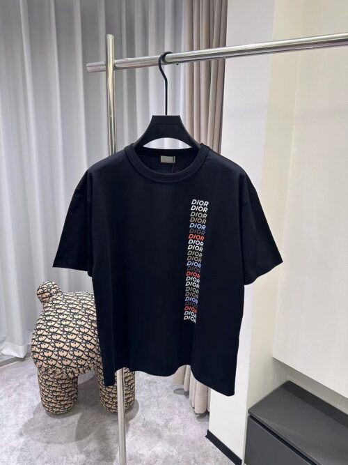 「#2392」Dior24ss rainbow letter round neck short sleeve