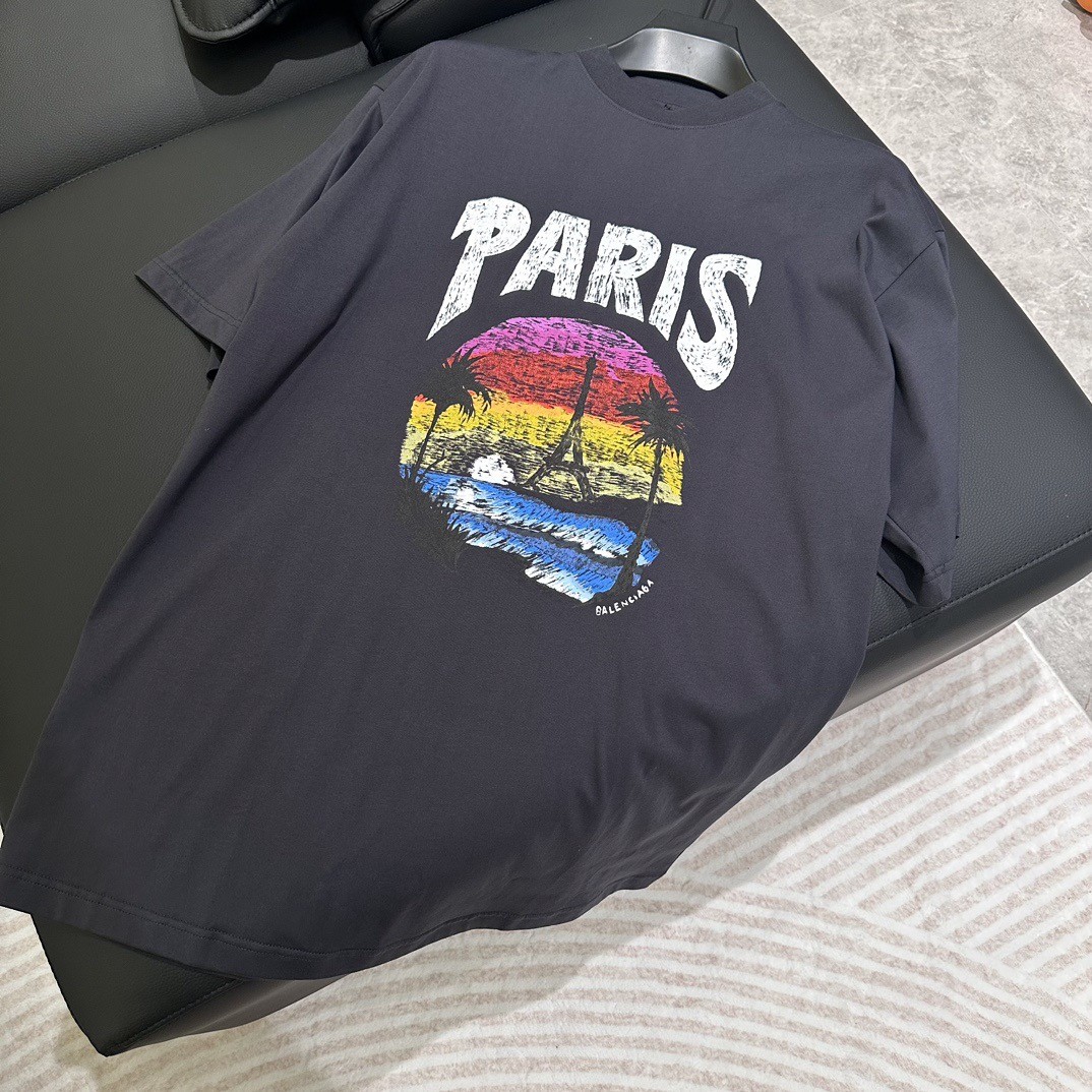 「#2393」Balenciaga 24ss sunset coconut tree tower short sleeve - 图片 4