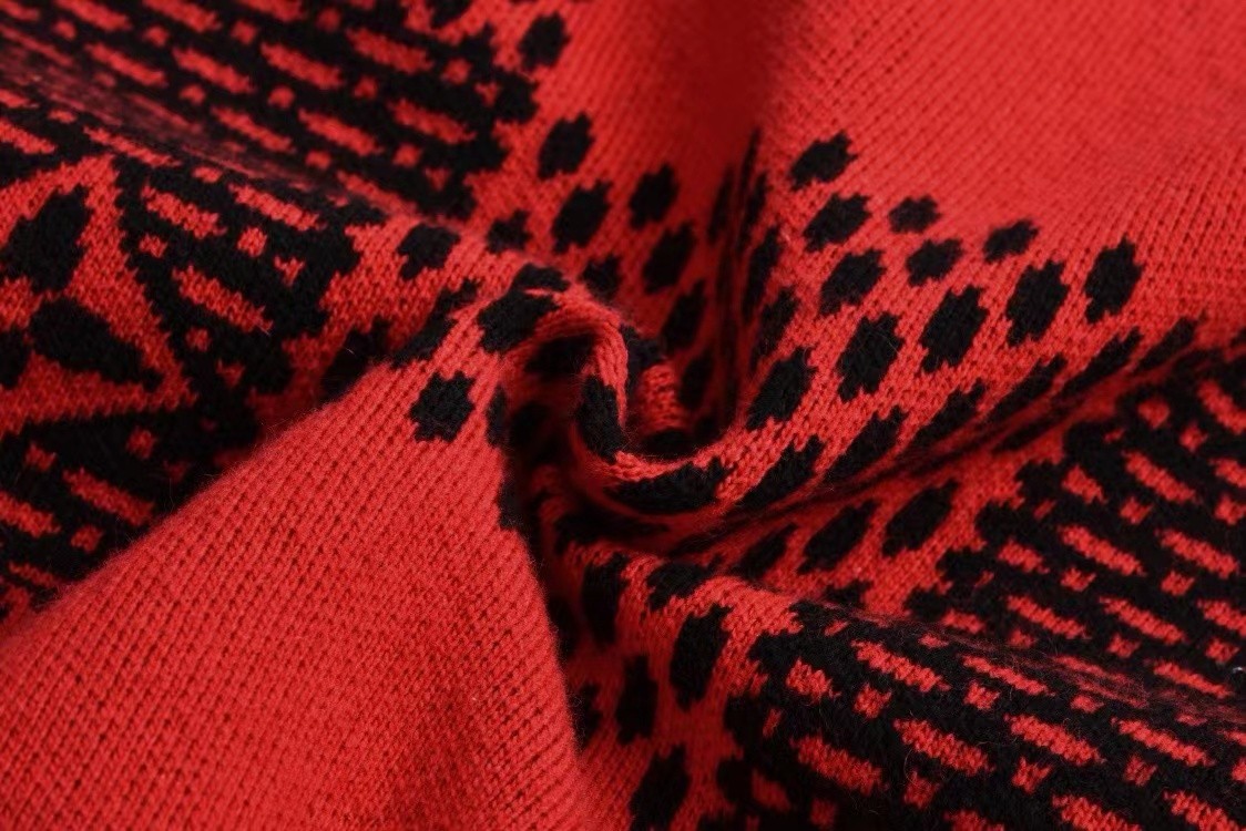 「#2411」Louis Vuitton 24fw black and red checkered jacquard crew neck sweater - 图片 4