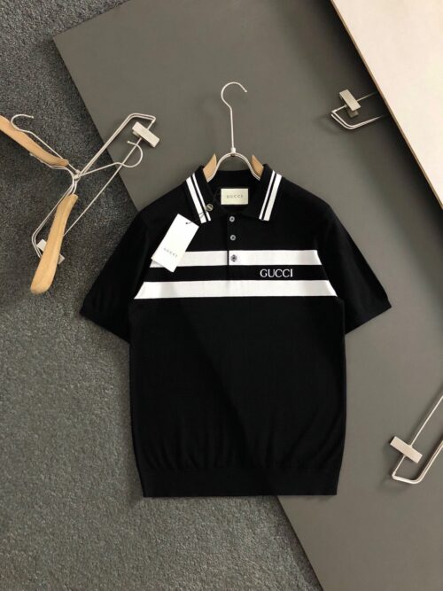 「#2422」Gucci 24 fall and winter new black and white stripes t-shirt