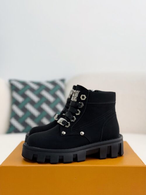 「#2555」LOUIS VUITTON Round toe lace-up boots