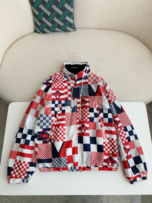 「#2745」Louis Vuitton SS24 Logo Patchwork Mandarin-collar Jacket