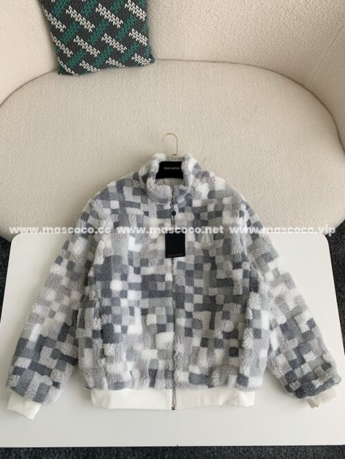 「#3006」Louis Vuitton Ski Series FW24 Checkerboard Color-Block Fleece Jacket