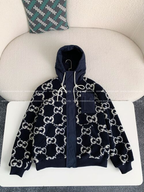 「#2599」Gucci Jacquard Lambswool Hooded Jacket