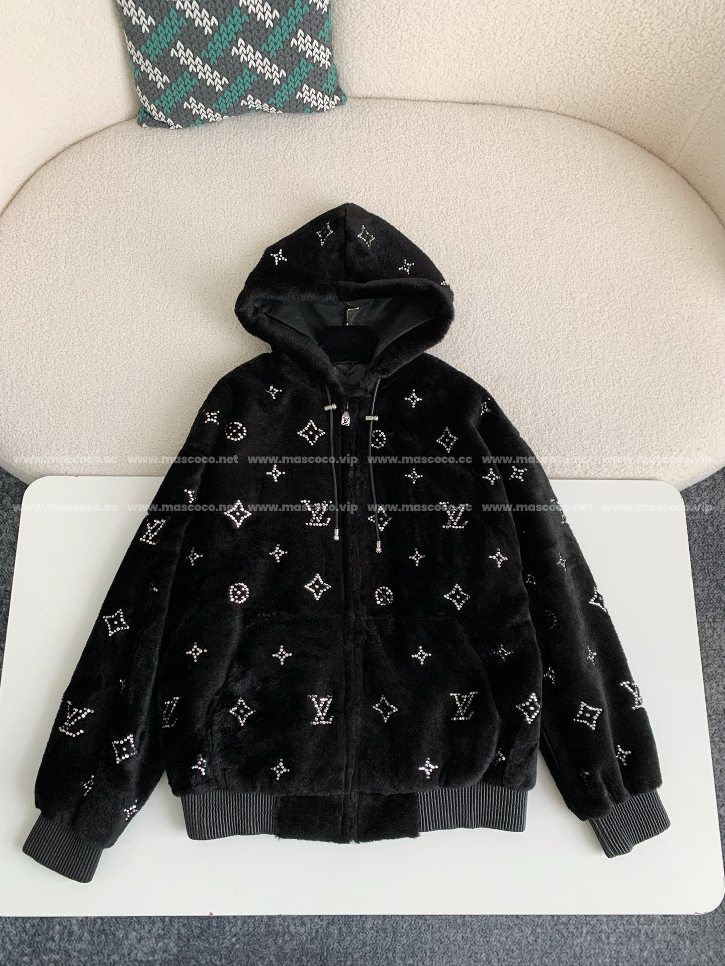 「#2907」Louis Vuitton SS25 Logo Embroidered Wool Hooded Zipper Jacket