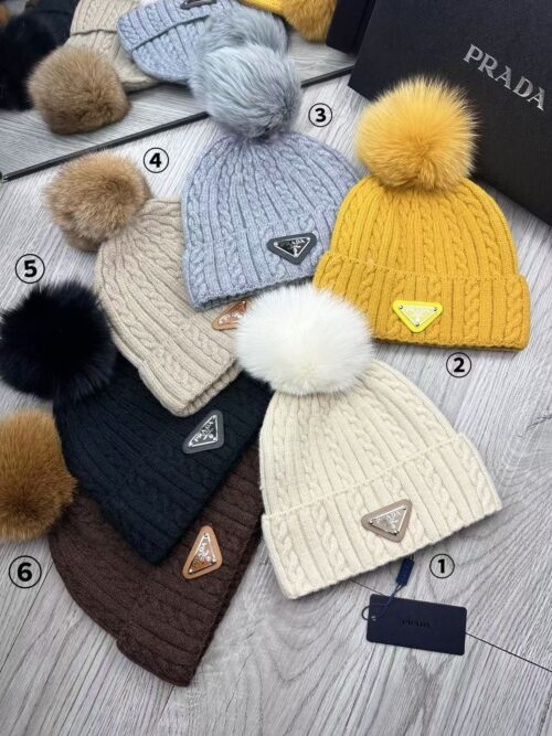 「#2946」Prada plush ball knitted hat