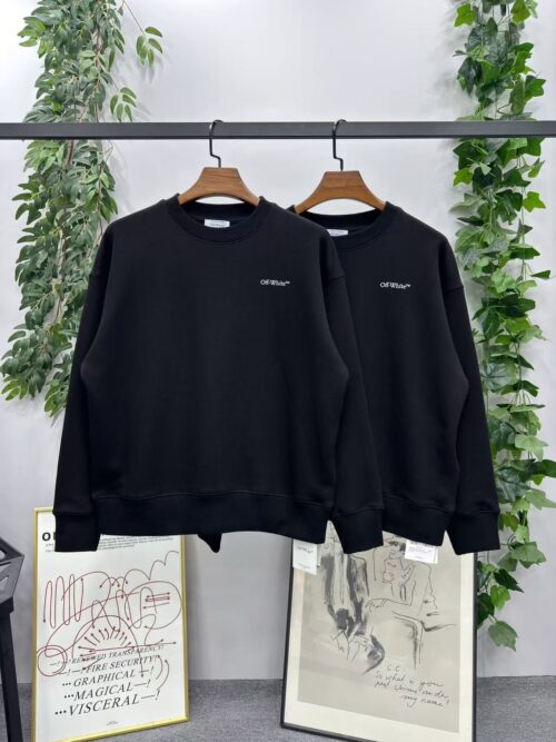 「#3057」offwhite fuzzy arrow round neck sweatshirt