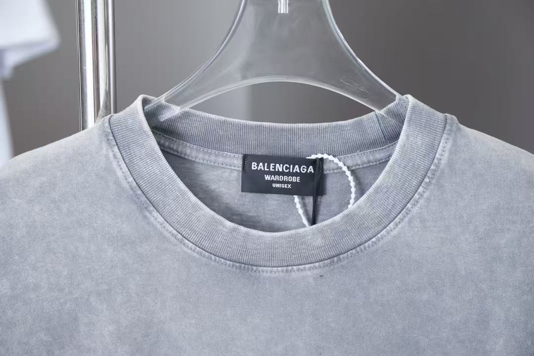 「#3098」Balenciaga Spring/Summer New Joint Lettering Distressed Graffiti Printed T-shirt - 图片 2
