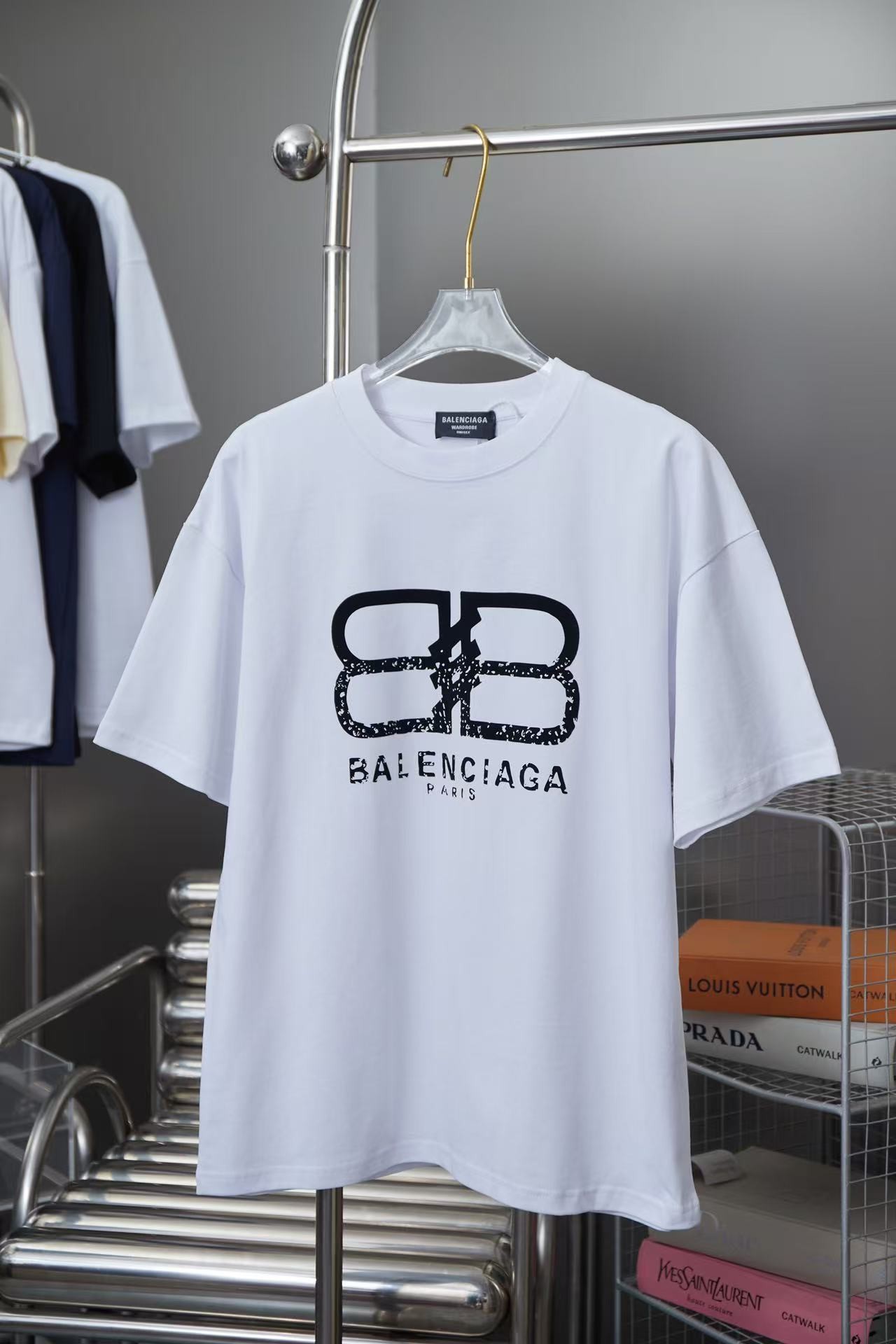 「#3101」Balenciaga Spring/Summer New Flocked Letter Logo Printed T-shirt