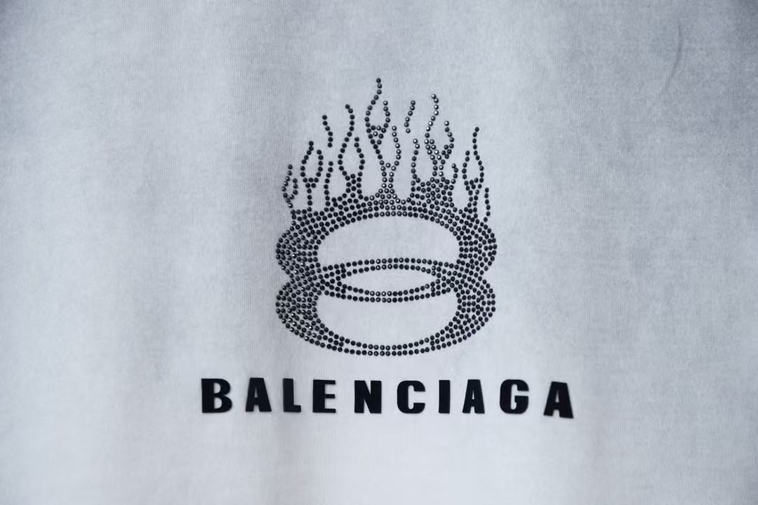 「#3103」Balenciaga Spring/Summer New Flame Hot Diamond T-shirt - 图片 3