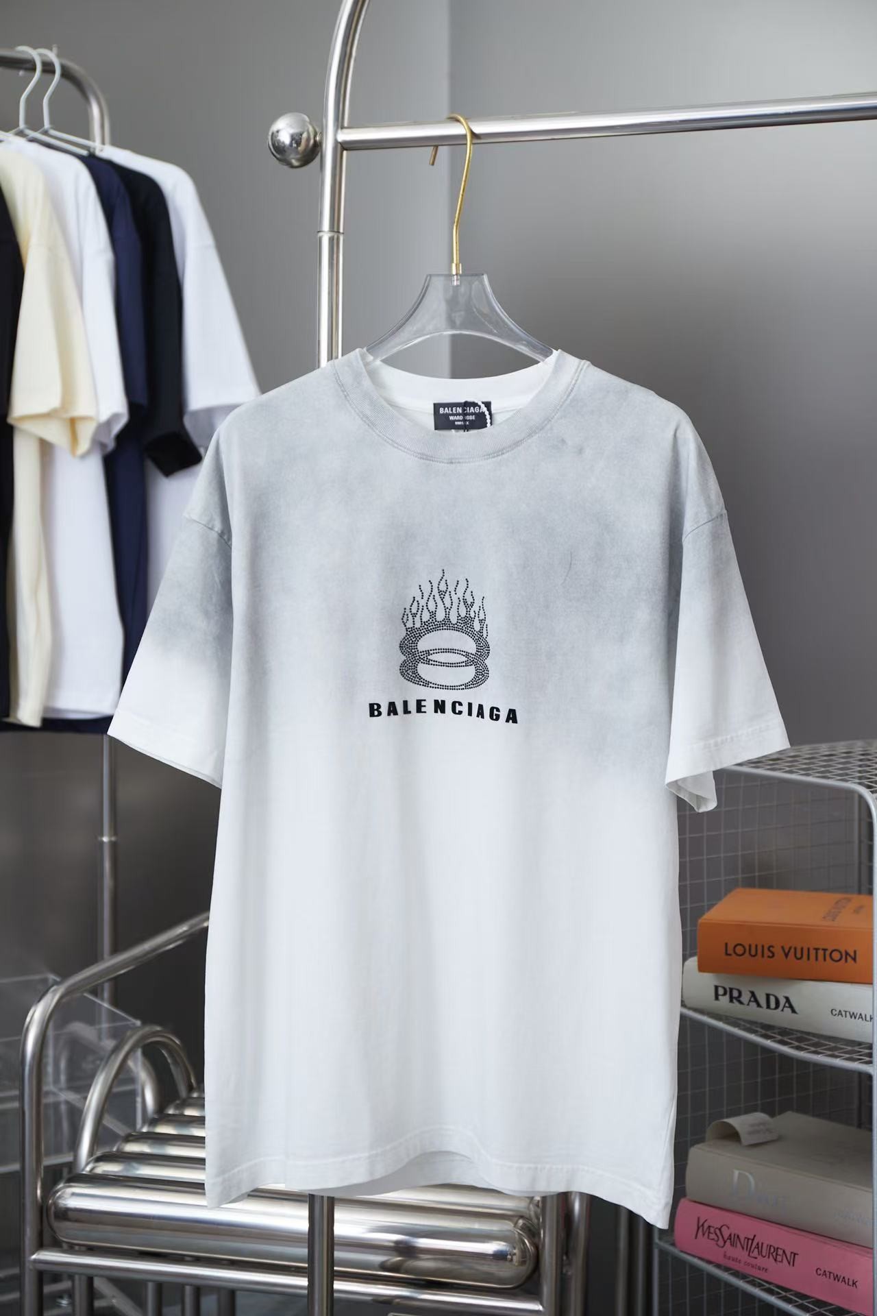 「#3103」Balenciaga Spring/Summer New Flame Hot Diamond T-shirt