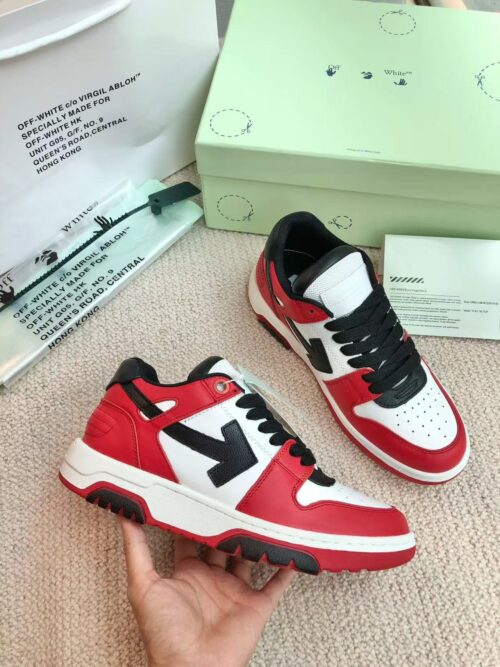 「#3251」Off-White Arrow stitching red outer leather sneakers