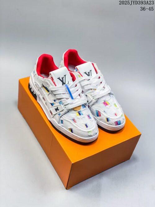 「#3276」Louis Vuitton traniner canvas printed colorful denim embroidered shoes
