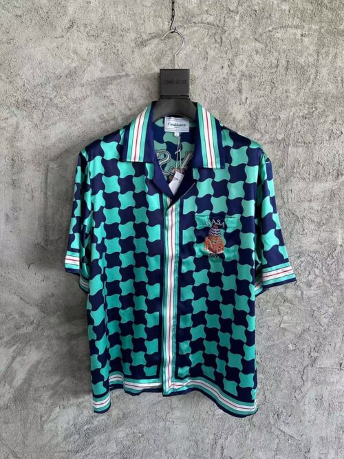 「#3305」CASABLANCA Spring/Summer Geometric Silk Plaid T-shirt