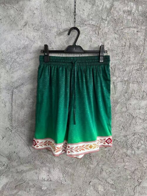 「#3306」CASABLANCA Green silk jacquard shorts