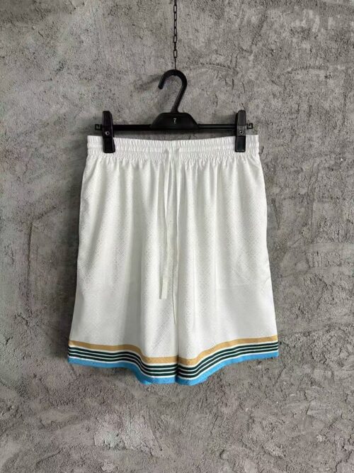 「#3312」CASABLANCA White shorts in silk jacquard with orange pattern