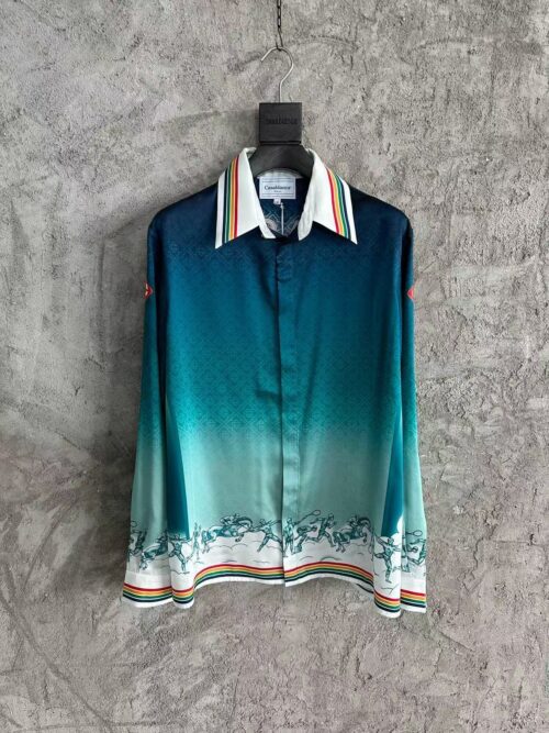 「#3352」CASABLANCA Stadium pattern silk shirt