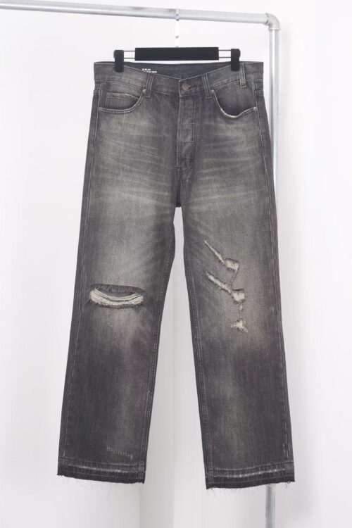 「#3431」CELINE black washed jeans with holes