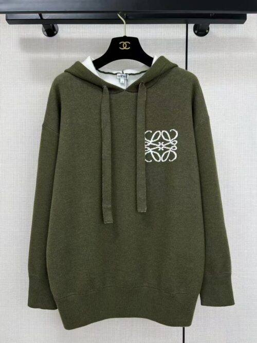「#3439」Loewe double-faced wool jacquard hoodie