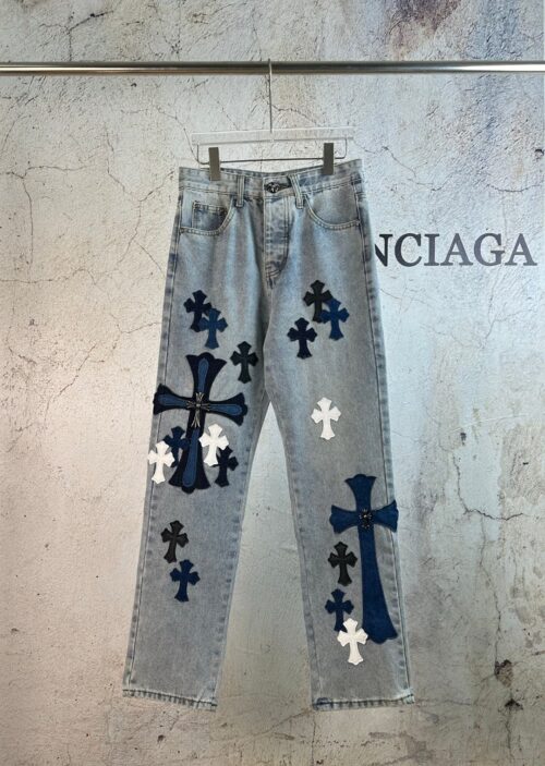 「#3542」Chrome Hearts London Bull King Silver Studded Leather Limited Edition Jeans