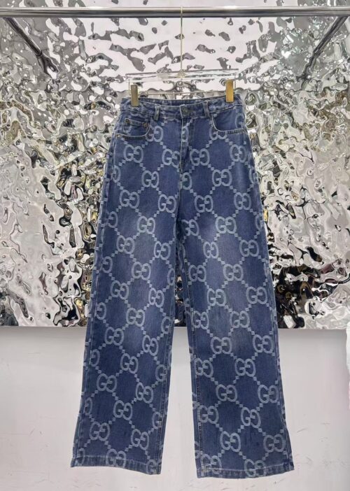 「#3614」Gucci logo jacquard straight jeans