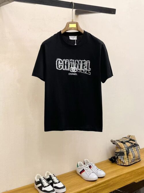 「#3620」CHANEL cotton logo embroidered T-shirt