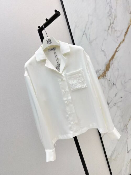 「#3867」Loewe Spring/Summer new embroidered smooth style loose acetate shirt