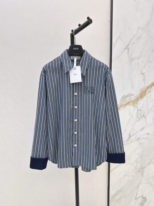 「#3868」Loewe spring and summer new logo embroidery striped shirtLoewe spring and summer new logo embroidery