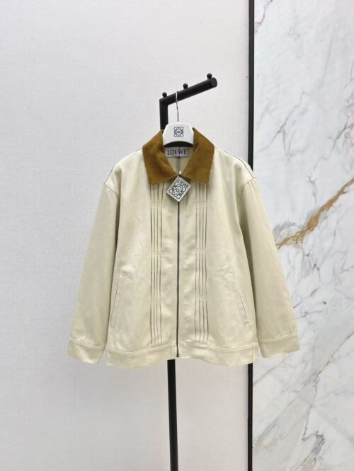 「#3874」Loewe Spring and Summer New Color-blocking Series Lapel Mid-length Casual Jacket