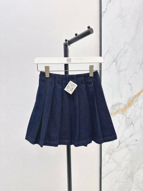 「#3876」Loewe Spring/Summer New Vintage Denim Women's Denim Pleated Skirt