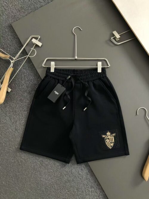 「#3996」Fendi 2025 new shield logo printed cotton shorts