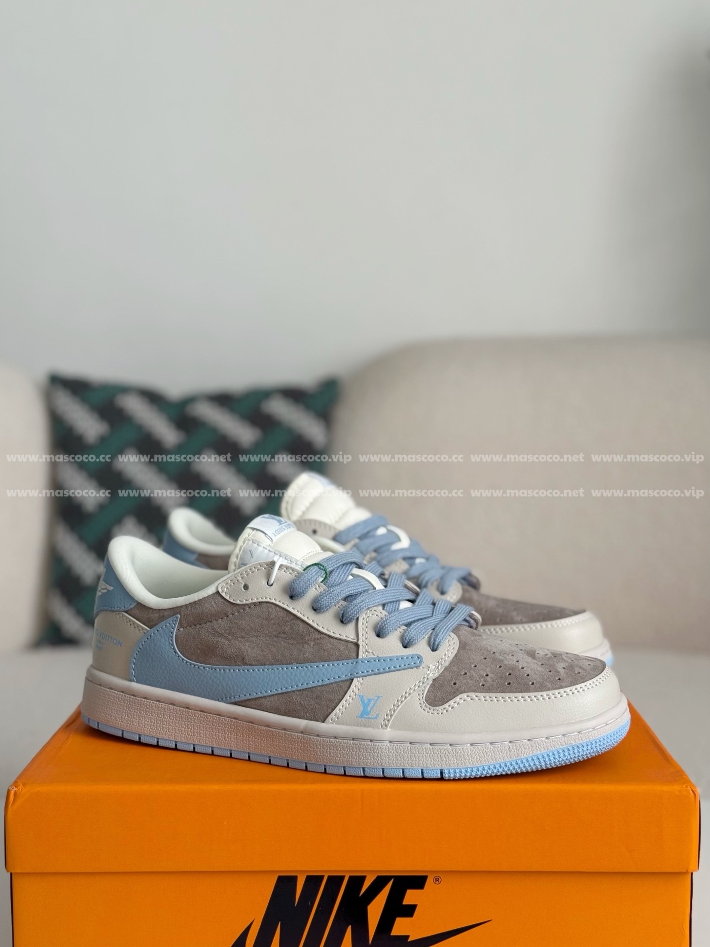 「#4077」LOUIS VUITTON x Jordan Air Jordan 1 Casual Sneakers - 图片 2