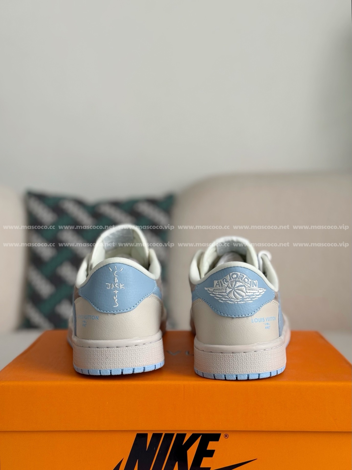 「#4077」LOUIS VUITTON x Jordan Air Jordan 1 Casual Sneakers - 图片 3