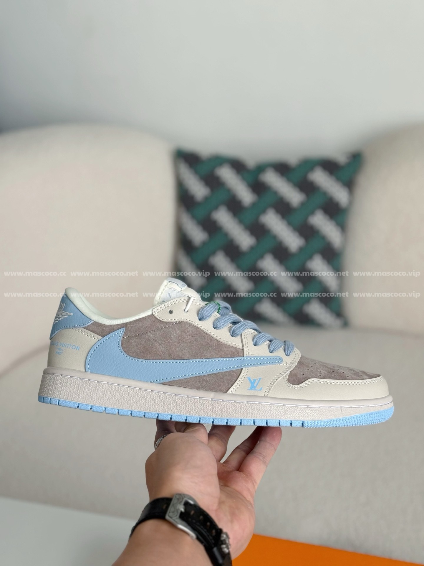 「#4077」LOUIS VUITTON x Jordan Air Jordan 1 Casual Sneakers - 图片 6