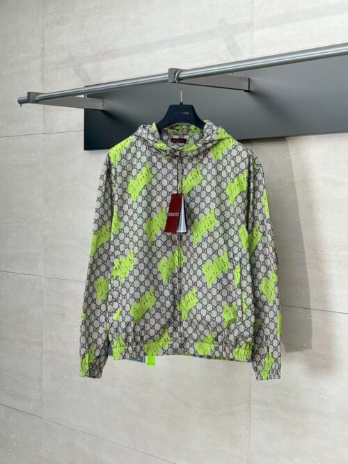 「#4368」GUCCI FW25 Lido series hooded printed cloak side pocket zipper long sleeve jacket