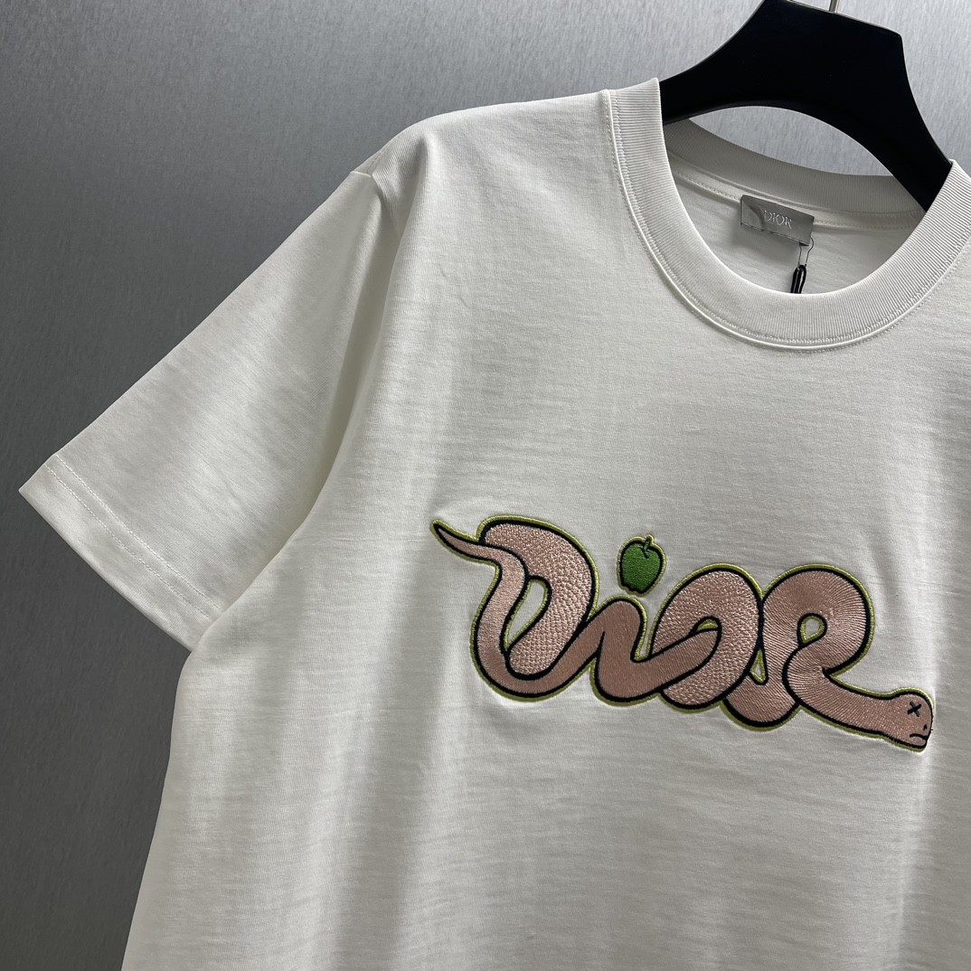 「#4374」Dior-CD Year of the Snake Limited Edition Colorful Embroidered Short Sleeves - 图片 4