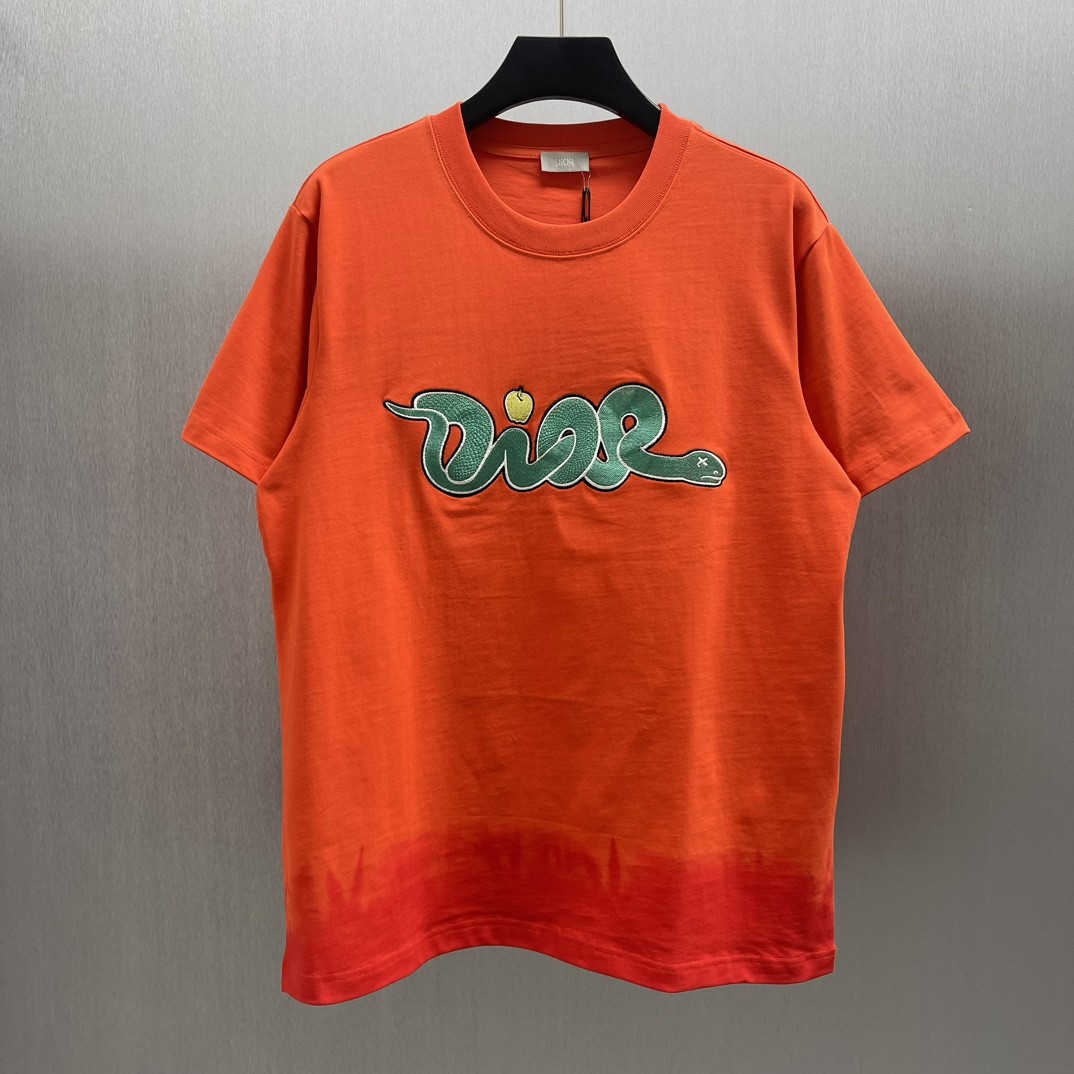 「#4375」Dior-CD Year of the Snake Limited Edition Colorful Embroidered Short Sleeves