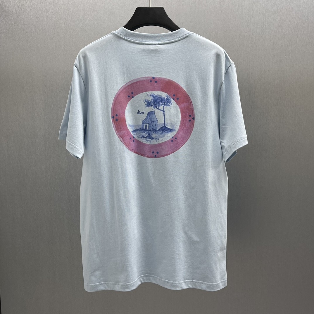 「#4378」Dior-CD Dream House and Dynamic Tree Shadow T-shirt - 图片 2